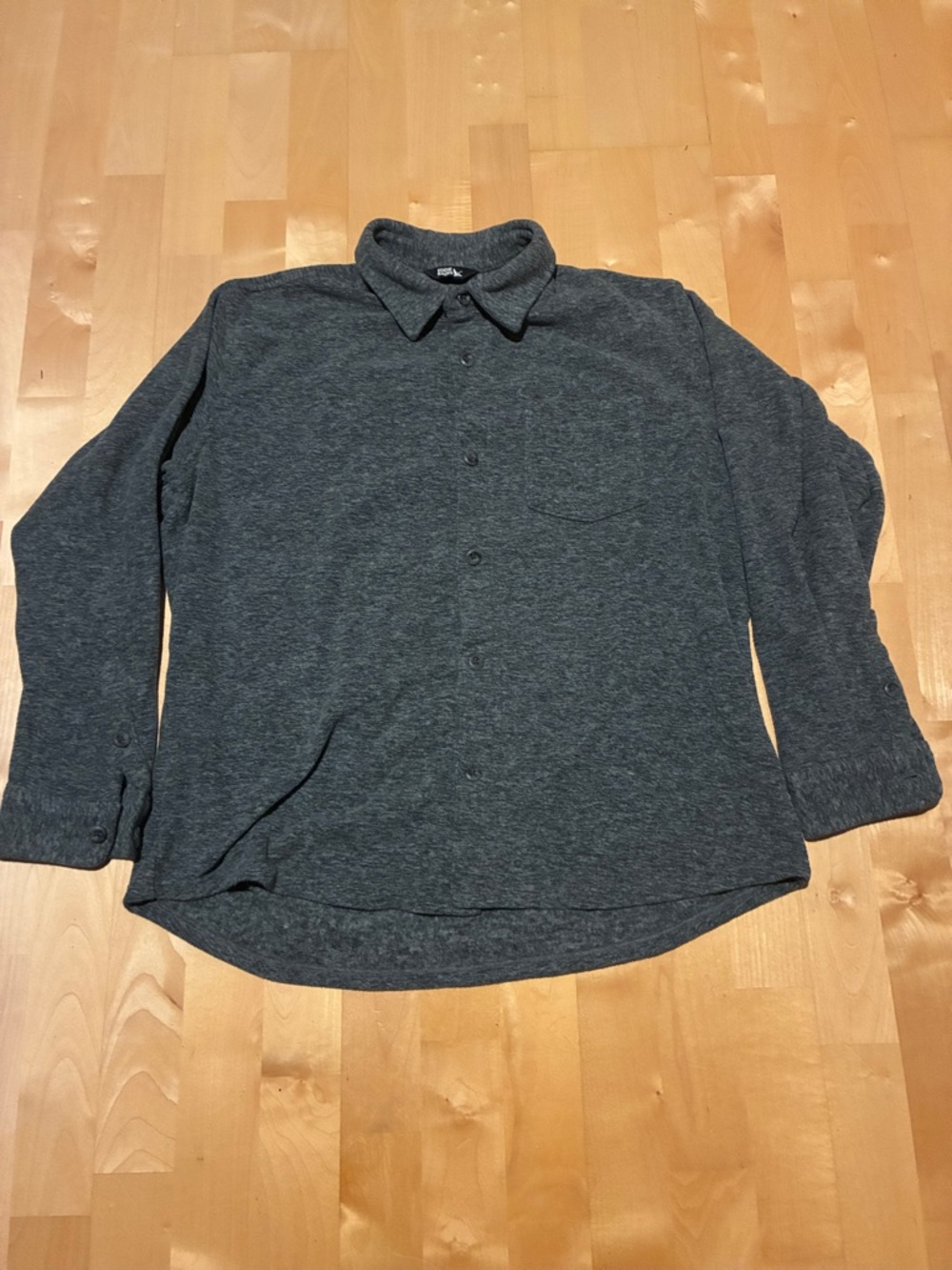 Eddie Bauer Charcoal Gray Long-Sleeve Button-Down Fleece Shirt